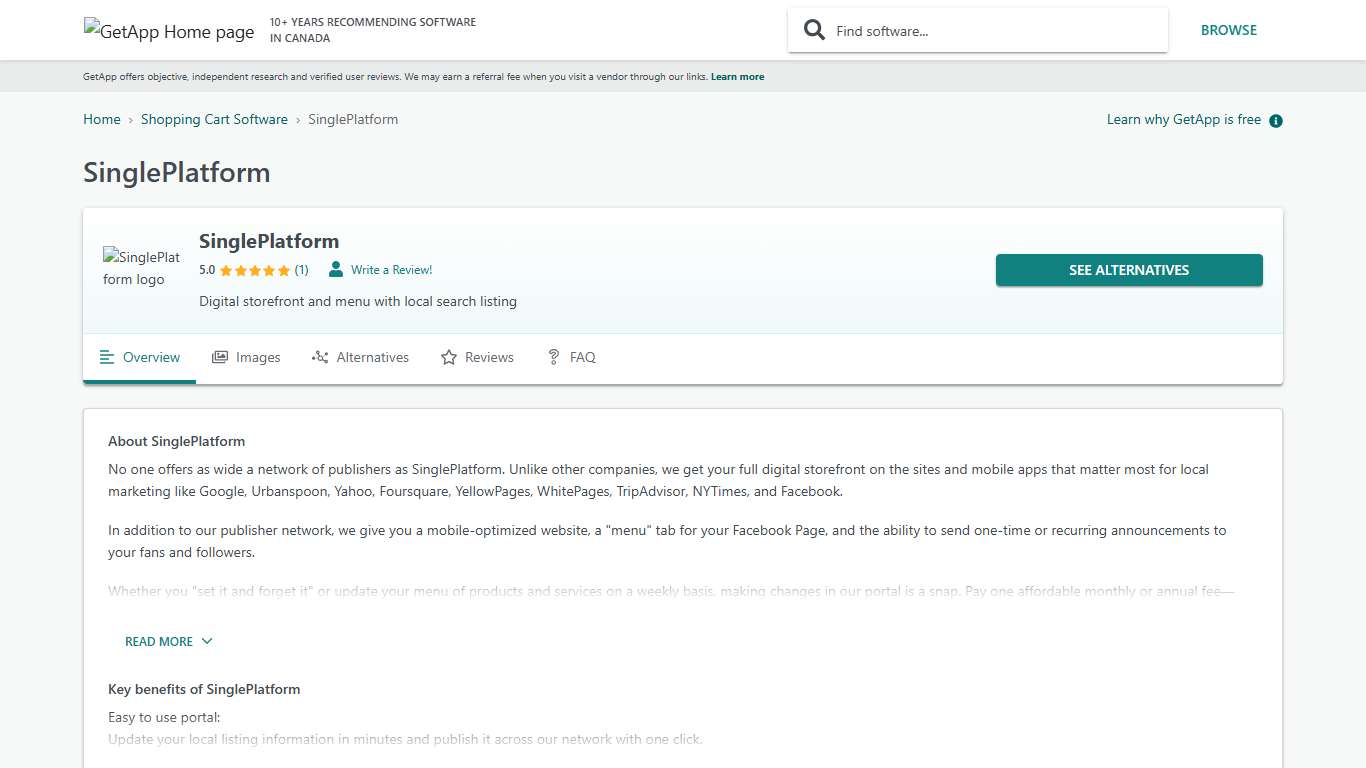SinglePlatform Reviews, Prices & Ratings GetApp Canada 2026