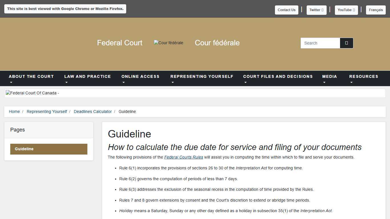 Federal Court - Guideline